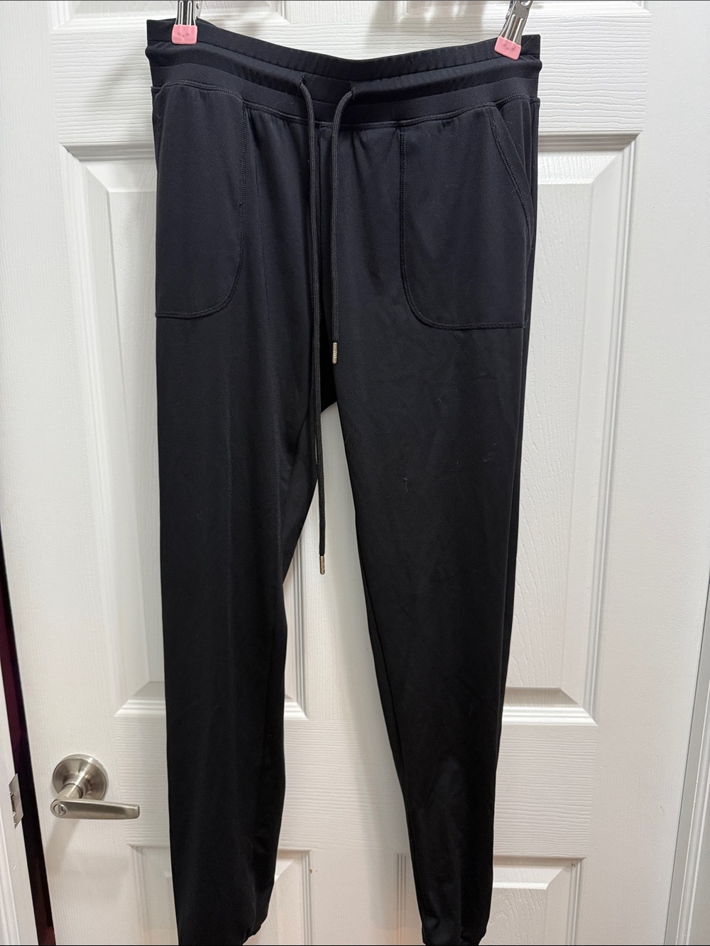 ZYIA Black Women's Drawstring Peak Zipper Joggers